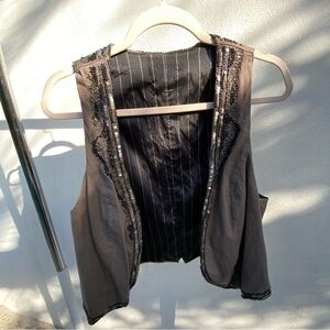 Mango Army Green Beaded Vest Size Large